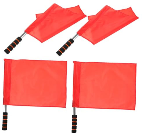 VANZACK Schiedsrichter-Fahnen Set 4 StüCk Rote Signalfahnen Mit Edelstahlstab Und Schwammgriff FüR Linienrichter Bei FußBallspielen