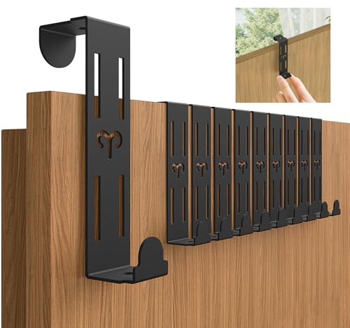 Quirlig Türhaken zum Einhängen, 10er Set Kleiderhaken Tür Solide Haken Tür, Vielseitige Türgarderobe zum Einhängen Flexible Tür Garderobe Türhaken für Wohnung Haus Büro - Schwarz