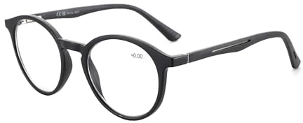 ZENOTTIC Occhiali Luce Blu, Occhiali da Lettura per Uomo Donna: Montatura Rotonda Leggera, Lenti Anti-Riflesso - Occhiali per Computer Nera 3.00