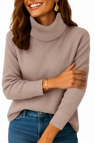 Zeagoo Dampolotröja, vinter, stickad tröja, polotröja, tröja, elegant, långärmad tröja, polotröja, höst, toppar, bastoppar, ledig, S–XXL, kaki, M