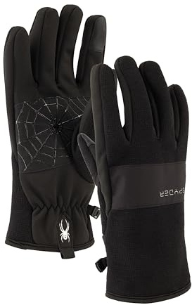 Spyder Mens Water Resistant Sweater Fleece Winter Glove, Black, M