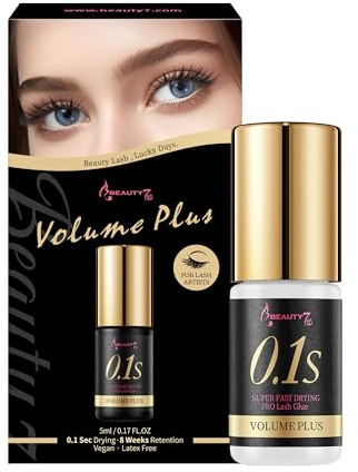 Colla Ciglia Volume Plus Nero 0.1 Secondi di Asciugatura Rapida per Extension Ciglia Finte Individuali 5ml