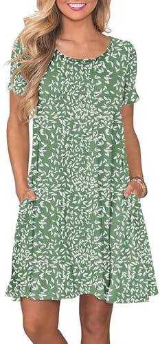 AUSELILY Women's Summer Short Sleeve Casual T-Shirt Dress with Pockets | Shift, A-line, Loose Swing Short Dress