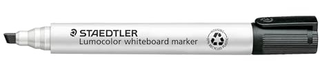 Staedtler Lumocolor 351 B-9 Whiteboard-Marker (Keilspitze ca. 2 oder 5 mm Linienbreite, hohe Qualität, trocken und rückstandsfrei abwischbar von Whiteboards, Kartonetui mit 10 Stück) schwarz, 317 WP6 ST