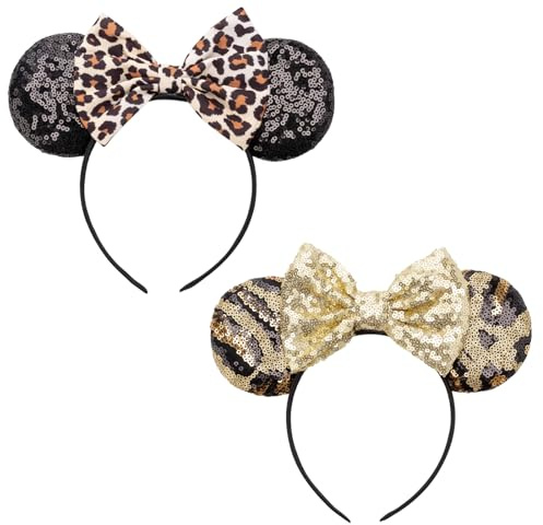 DRESHOW 2 Paket Med Musöron Och Båghuvudband Glitter Partydekoration Cosplay Costume för Kvinnor