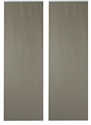 Ytgardin, set om 2, 60 x 245 cm, ljusbrun skjutgardin, ogenomskinlig, rumsavdelare, kardborreband, panelvagn, enfärgad, skjutgardiner, gardiner, rumsavdelare, vardagsrum, sovrum