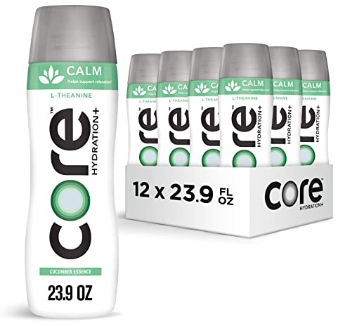 CORE Hydration+ Calm, Cucumber Essence Nutrient Enhanced Water with L-Theanine, 23.9 Fl Oz Bottle (Pack of 12)