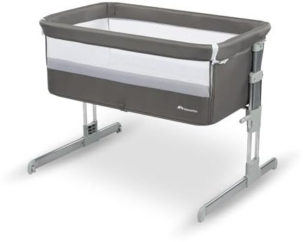 Bebeconfort Calidoo, Cuna Bebé y Moisés 2 en 1, 0-6 Meses (0-9 kg), Cuna Colecho Bebé Reclinable, 5 Alturas, Colchón Grande, Laterales de Malla, Lateral Deslizable de Fácil Plegado, Grey Mist