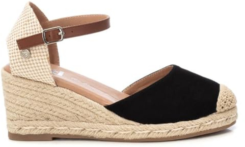 XTI - Sandalias con Cuña Mujer Negro - Calzado Cómodo y Versátil - Moda casual - Modelo 14074606 (Talla 40)