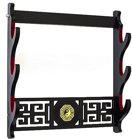 FOXSMZZ svärdhållare Katana väggfäste samurajsvärd ram display ram röd sammet Kina 1 lager Bagua-stil (3 lager)