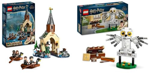 LEGO Harry Potter Hogwarts Castle Boathouse Set with 2 Boat Toys for 8 Plus Year Old & Harry Potter Hedwig at 4 Privet Drive, Buildable Toy for 7 Plus Year Old Kids, Girls & Boy