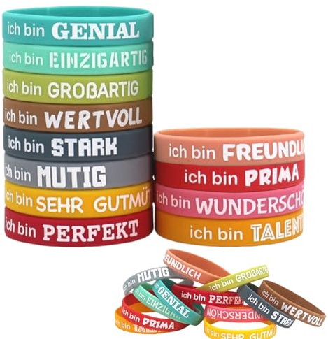 24 Stück Motivationsarmbänder, Inspirierenden Sprüchen Silikon Armbänder Inspirierende Silikonarmbänder Farbige Inspirierende Elastische Armbänder Silikonarmband für Teenager Schüler Studenten