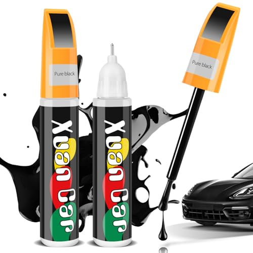 2 Pezzi Penna Ritocco Carrozzeria Nero 24ml, 2 in 1 Rimuovi Graffi Auto, Penna per Ritocco Auto, Penna per Riparazione Graffi Auto, Soluzione Veloce per Graffi Auto, Pennarello Copri Graffi Auto