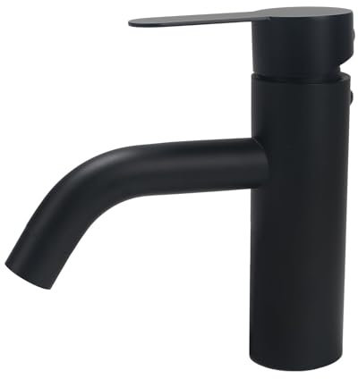 Minnhua Grifo de Baño Negro Monomando Grifo Baño Grifo Lavabo Grifo de Lavabo Alto Grifo Mezclador Baño Grifo Negro Lavabo de Acero Inoxidable 304 Control de Agua Fría Y Caliente Cromo
