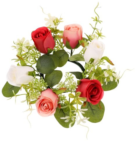 Abaodam Anello Per Candele Ghirlanda Di Fiori Artificiali e Foglie Decorazione Per Tavolo Da Festa Casa Cerimonia Realistico e Durevole