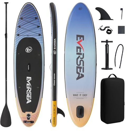 EVERSEA Inflatable Stand-Up Paddle Boards – Available 32/33/34 Widths Inflatable Paddle Board with SUP Accessories, Camera Mount, Basic All-Around SUP Board for All Skill Levels (Ocean Dusk)