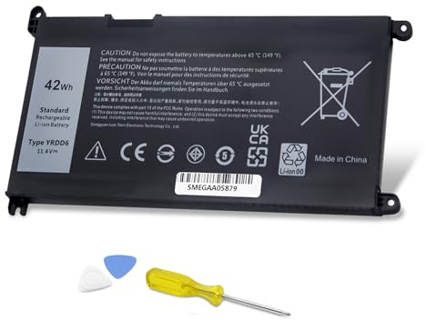 ZJWDATG 42Wh YRDD6 Laptop Battery Compatible With Dell Inspiron 15 3582 3583 P75F 3593 5598 5582 7586 14 3493 5481 P93G 5482 5485 5491 5482 2-in-1 5493 17 3793 Vostro 5481 5590 1VX1H VM732 Etc