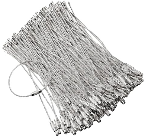 XuQiZZpp 60Pcs Acciaio Inox Filo Portachiavi Anelli Cerchi Portachiavi In Metallo Etichetta Corda Intrecciata Acciai Catena Pesante Etichetta Bagagli