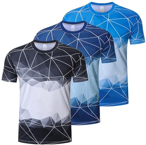 Cimic 3 Pack T Shirt Sport Homme Tee Shirt Homme Tshirt Sports T Shirt à Manches Courtes Running Fitness Respirant Séchage Rapide Gym Baselayer Haut(T5060-3-Black-LakeBlue-DeepBlue-M)