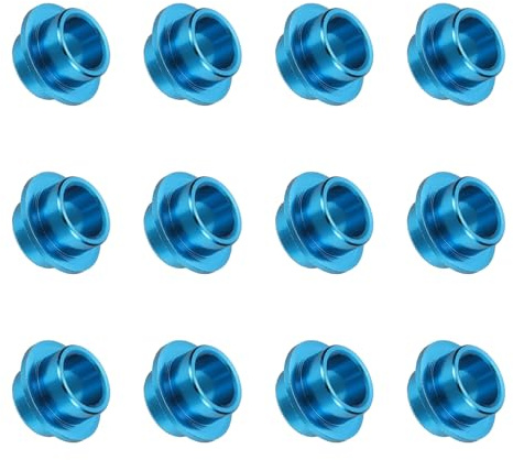 YELARXI Inline Skate Bearing Bushing Spacers, Skate Axles Shaft Spacers Roller Bushing Gasket Wheel Center Bearing Fitting for (Skating/Skateboard) 8mm & 12 Pcs & Aluminum & Blue