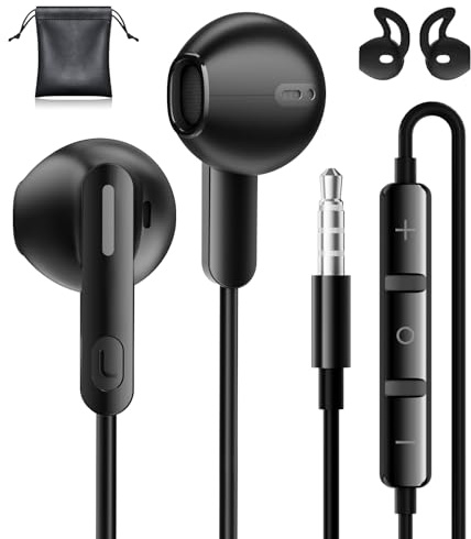 Auriculares In Ear con Cable y Microfono,Auricular con 3,5mm Jack Sound-Dynamic Cascos Estéreo Hi-Fi con Cancelación De Ruido,para iPhone, iPad, Samsung, Gaming, Móvil, MP3, Huawei, Xiaomi, Sony