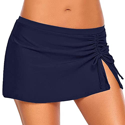 Generico Costumi da bagno da donna a vita alta gonne con pantaloncini controllo pancia bikini pantaloni gonna da bagno