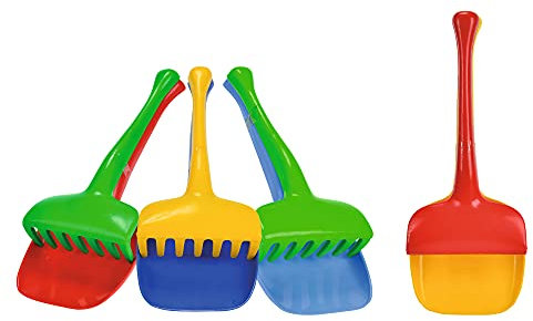Simba 107101141 - Schaufel und Rechen-Set, 4-Fach Sortiert - es Wird nur EIN Set geliefert, Schaufel 31cm, Rechen 25cm, Sandkasten, Sandspielzeug