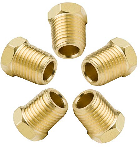 Legines Brass Pipe Fitting Hex Head Plug, 3/8 NPT Male, 1200psi High Pressure (Pack of 5)