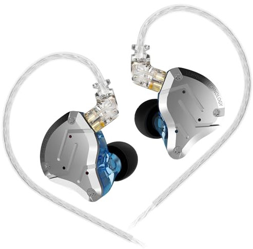 KINBOOFI KZ ZS10 Pro - Auriculares con Monitor de oído, Auriculares in Ear Monitor KZ HiFi con 4 armaduras equilibradas y 1 Controladores dinámicos para músico de batería (Azul sin micrófono)…