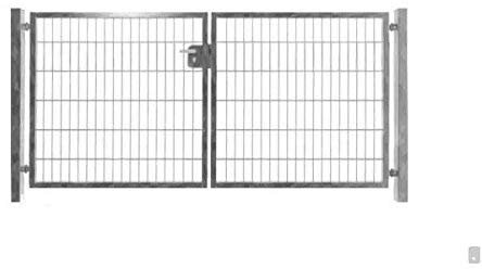 Doppelflügeltor Einfahrtstor Gartentor verzinkt 400cm x 163cm inkl. Pfosten Matten-Tor Hoftor