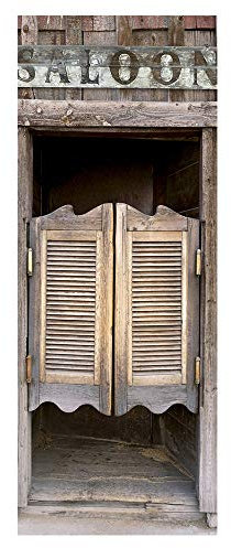 Yelilad Türtapete Selbstklebend TürPoster Türaufkleber 3D Wohnzimmer Schlafzimmer Bad wasserdicht abnehmbare professionelle Vinyl Upgrade, Western Cowboy holztür bar Saloon 30,3x78,7 Zoll