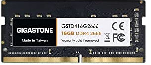 【DDR4 RAM Laptop Only】GIGASTONE 16GB DDR4 2666MHz (2400MHz or 2133MHz) PC4-21300 (PC4-19200/17000) CL19 1.2V SODIMM 260 Pin Unbuffered Non ECC High Performance Notebook Memory Upgrade