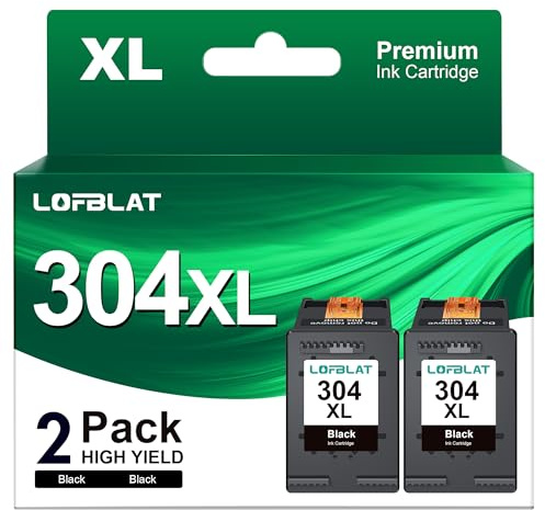 LOFBLAT 304 Druckerpatronen XL Multipack Ersatz für HP 304 Druckerpatronen Schwarz Farbe für HP Envy 5000 5030 5010 5020 5032 5020 für HP Deskjet 3750 2630 2620 2622 3720 3730 3760 3762 (2er-Pack)