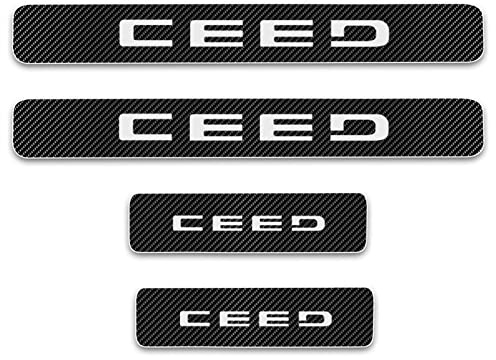 Symilov 4 Piezas Tiras Protectores de Borde de Umbral de Puerta de Coche para KI-A CEED, Accesorios Interiores, Pegatina de Protección Estribos Antiarañazos,White
