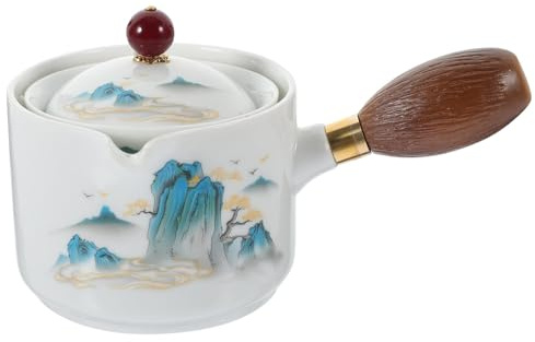 Kichvoe Teiera Da Viaggio in Ceramica Con Manico Laterale E Infusore Rotante 360° Bollitore Portatile Per Tè 380Ml Per Uso Domestico E Esterno