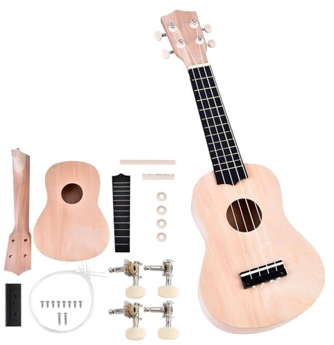 Kit de Ukelele DIY de 21 Pulgadas - Construye tu Propio Ukelele de 4 Cuerdas sin Pintar, Material de Tilo para Amigos y Familia