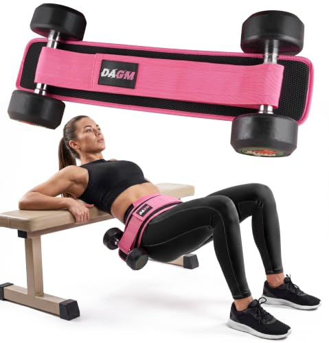 DAGM Hip Thrust Belt – babyrosa, neopren kraftig, unisex, justerbar med halkfria dynor