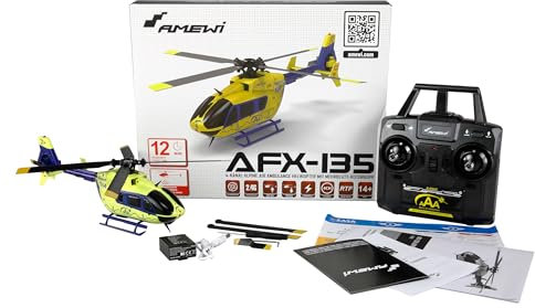 AFX-135 Alpine Air Ambulance Helikopter 4-Kanal 6G RTF, Neongelb-blau