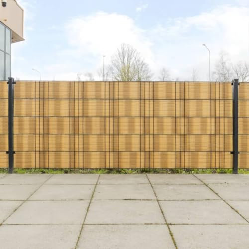 Homgoday Balcony Privacy Screen, Pack of 10, Balcony Cover, UV Protection, Balcony Cladding, Balcony Privacy Screen, Opaque for Balcony, Patio, Light Brown, 255 x 19 cm, Poly Rattan