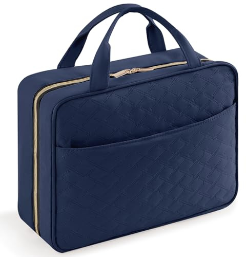 Lifewit Reise Kulturbeutel Damen, große Reise Kosmetiktasche Kulturtasche zum Aufhängen Organizer für Frauen, transparente Schminktasche mit hängendem Haken für Behälter,Groß,Dunkelblau