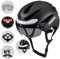 Favoto Herren Fahrradhelm Frauen Licht - Verstellbarer Kopfumfang EPS-Material Abnehmbare Kopfhaube Heckleuchten Design L(59-61cm) Schwarz