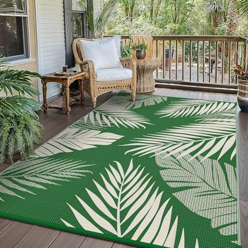 GENIMO Tappeto da Esterno Antipioggia, Impermeabili Eeversibili Lavabili,Tappeto Per Esterno per Terrazze,Giardini,Camper,Picnic,Balcone,180x275cm,Verde Scuro