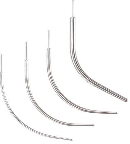 Yolev 4 PCS Piercing Einführhilfe Gebogen Einfügewerkzeug Piercing Nadel Chirurgenstahl 14G/16G/18G/20G Tapered Insertion Pin Kit Zum Tragus Helix Lippe Nase Knorpel