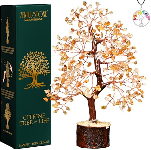 Citrine Tree of Life for Home, Office, and Desk Décor | Handmade Bonsai for Prosperity, Joy & Confidence | Perfect Success Gift for Mom & Dad