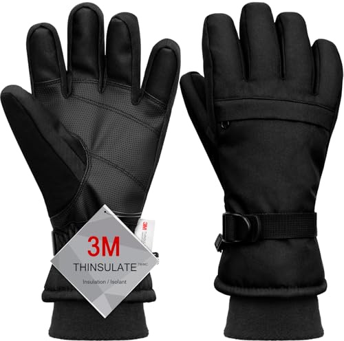 Odtmger Guantes de trabajo para palear nieve en clima frío: guantes resistentes, aislados, a prueba de viento e impermeables para construcción, reparación automotriz y trabajos al aire libre.