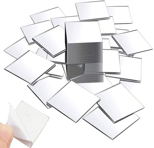 30Pcs Mini Size Acrylic Square Mirror, 2 x 2 Inch Adhesive Small Mirrors for Crafts DIY Projects Supplies Home Wall Tables Kitchen Bathroom Decoration