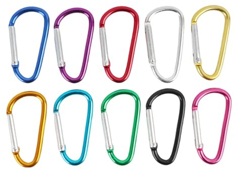 10 PCS 3” Aluminium D Mousqueton Porte Clés,Petit Mousqueton Multicolore pour Porte Clef, Sac à Main, Camping, Randonnée,Mousqueton INOX Léger Et Résistant