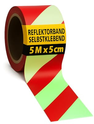 notlok Safety Work - Rubalise Lumineuse de Sécurité | 5 m x 5 cm | Bande Reflechissante Autocollante | Ruban Réfléchissant Adhésif | Autocollant Fluorescent pour Signalisation | Rouge