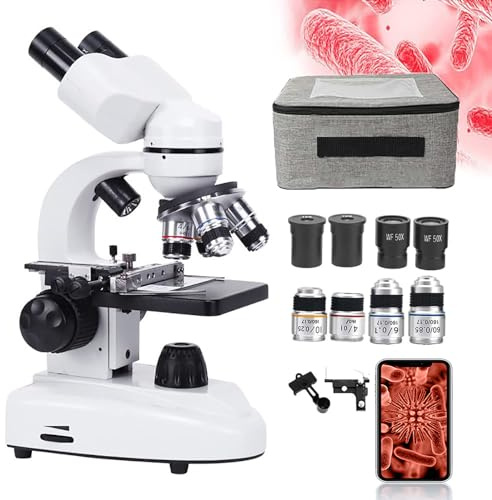 Microscopio Biologico HD 30000X/50000X/70000X, Set di Microscopi Binoculari Professionali, Tubo A 360° + Distanza Interpupillare Regolabile (55-75 Mm),30000X