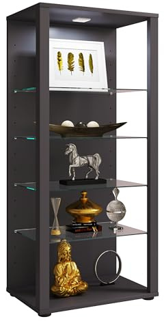 VCM vitrine en Verre Colonne Bois Verre vitrine de Collection vitrine de Verre vitrine de Stand vitrine Glasol LLL Noir